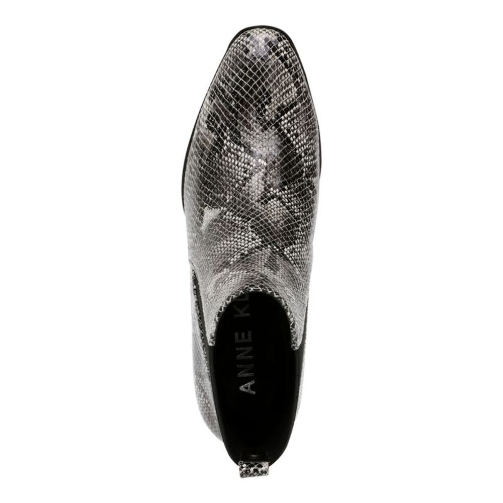 ANNE KLEIN Womens Gray Side Gussets Almond Toe Stacked Heel Booties 8